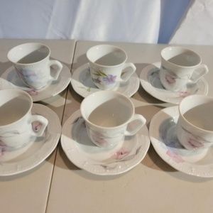 Set of 6 porcelain Janlina Expresso Cups & Saucers Home Dining Entertaining Kit